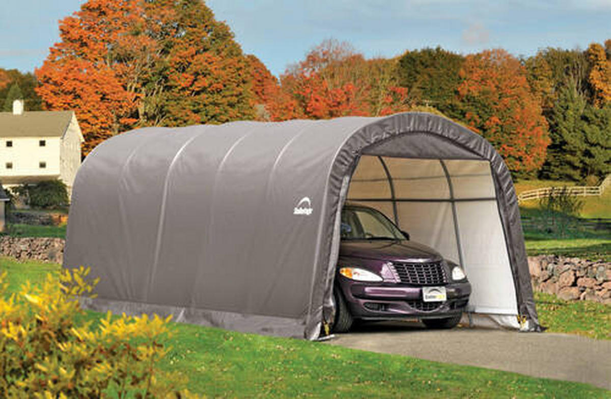 CARPORT 370/240/610 cm Stahl  - Grau, Basics, Kunststoff/Metall (370/240/610cm) - Ambia Garden