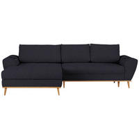 ECKSOFA Dunkelblau Webstoff  - Eichefarben/Dunkelblau, Design, Holz/Textil (175/282cm) - Carryhome