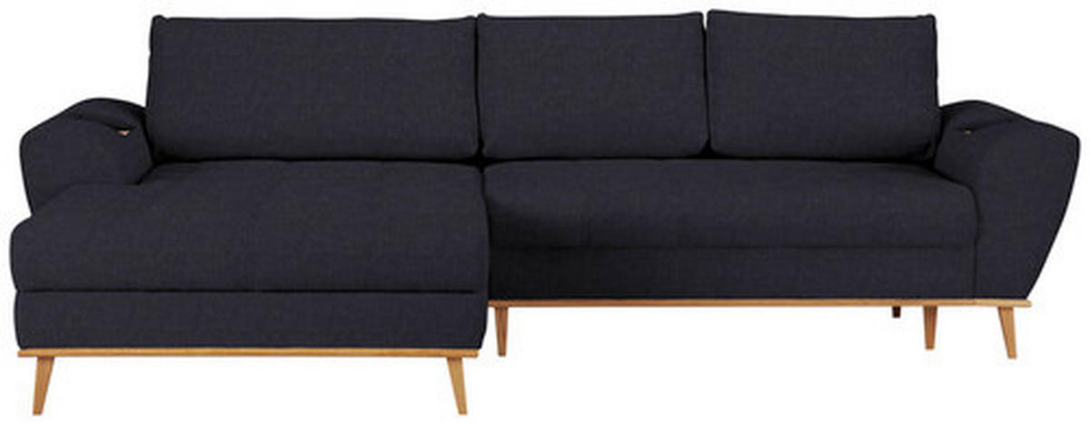 ECKSOFA Dunkelblau Webstoff  - Eichefarben/Dunkelblau, Design, Holz/Textil (175/282cm) - Carryhome