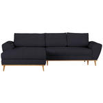 ECKSOFA in Webstoff Dunkelblau  - Eichefarben/Dunkelblau, Design, Holz/Textil (175/282cm) - Carryhome