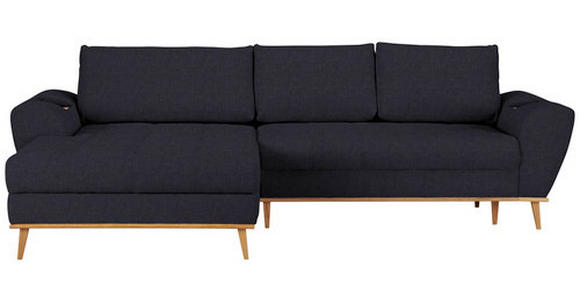 ECKSOFA in Webstoff Dunkelblau  - Eichefarben/Dunkelblau, Design, Holz/Textil (175/282cm) - Carryhome