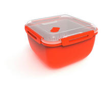 MIKROWELLENDOSE 2,5 l  - Transparent/Rot, Basics, Kunststoff (19,5/19,5/12,1cm) - Rotho