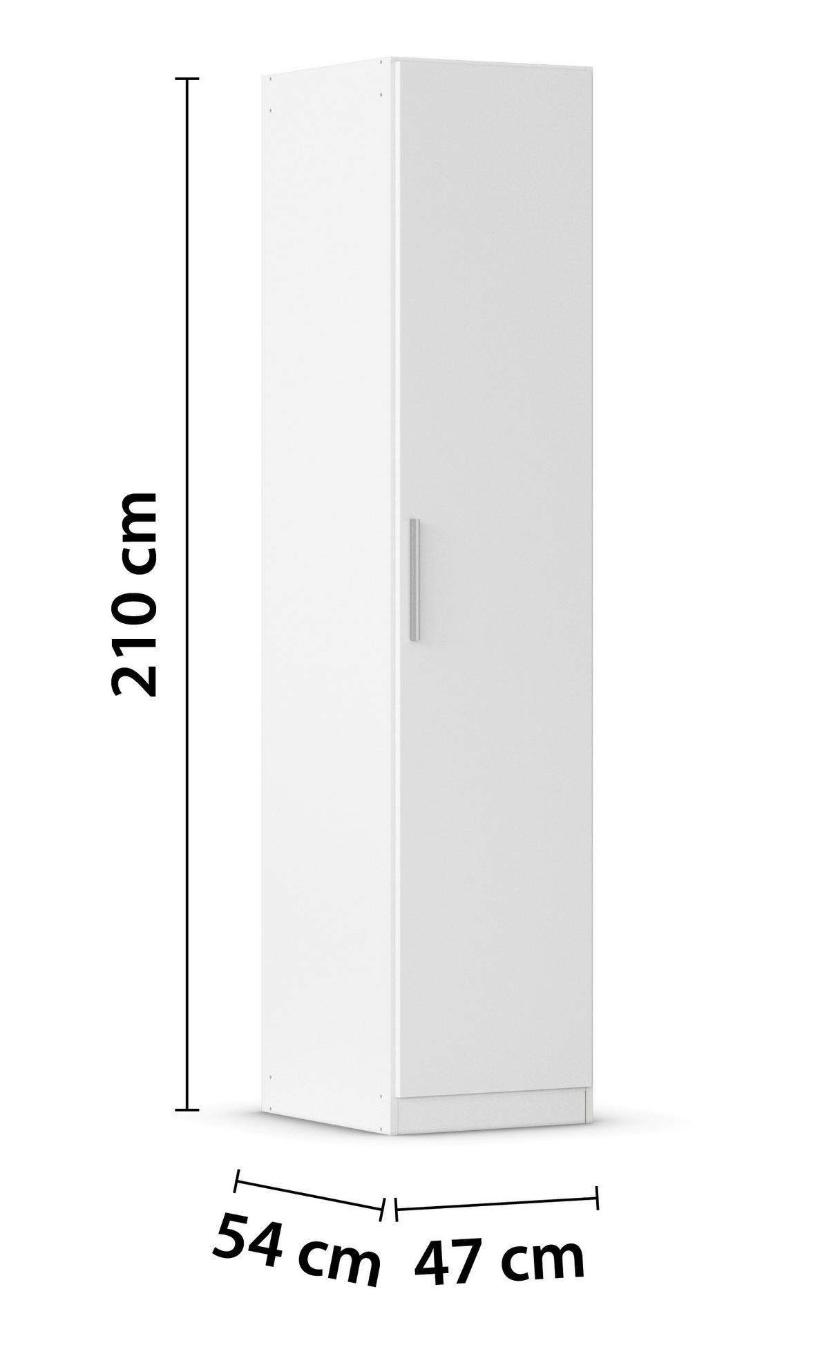 DREHTÜRENSCHRANK 47/210/54 cm,  in Weiß, 1-türig  - Alufarben/Weiß, KONVENTIONELL, Holzwerkstoff/Kunststoff (47/210/54cm) - home24