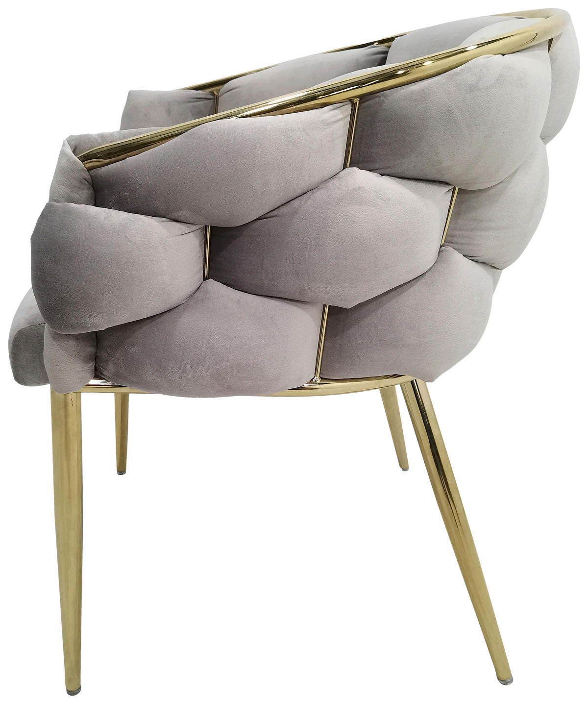 SADA STOLIČIEK S PODRÚČKAMI 2 kus - sivohnedá/zlatá, Modern, kov/textil (65/79/61cm) - MID.YOU