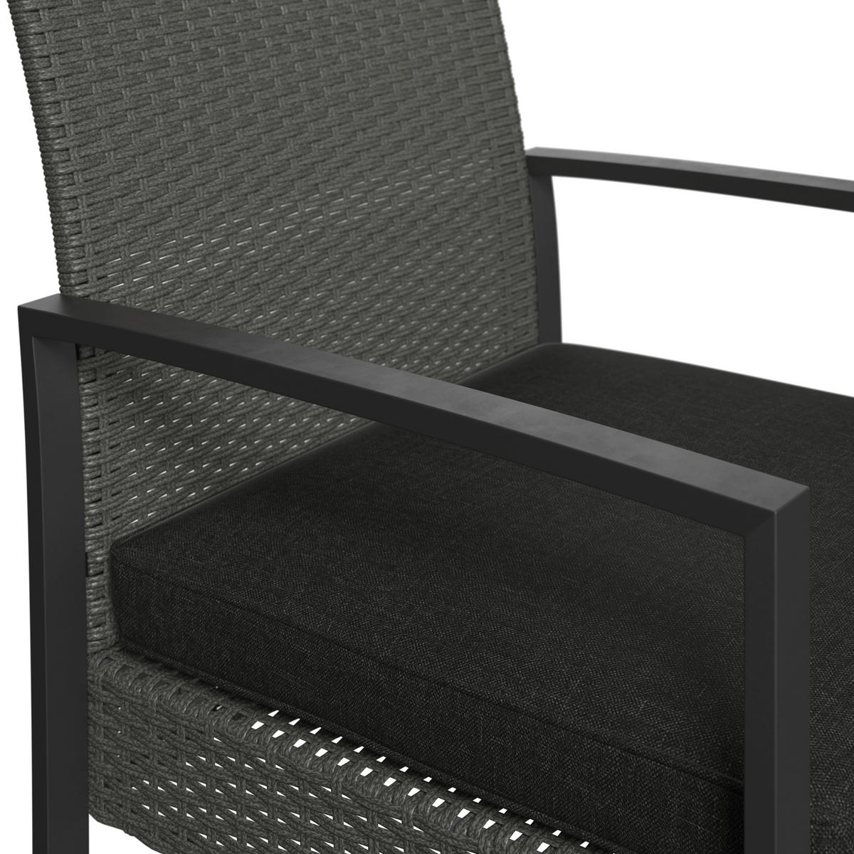 BALKONSET Grau 3-teilig  - Grau, Design, Kunststoff/Textil - Ambia Garden