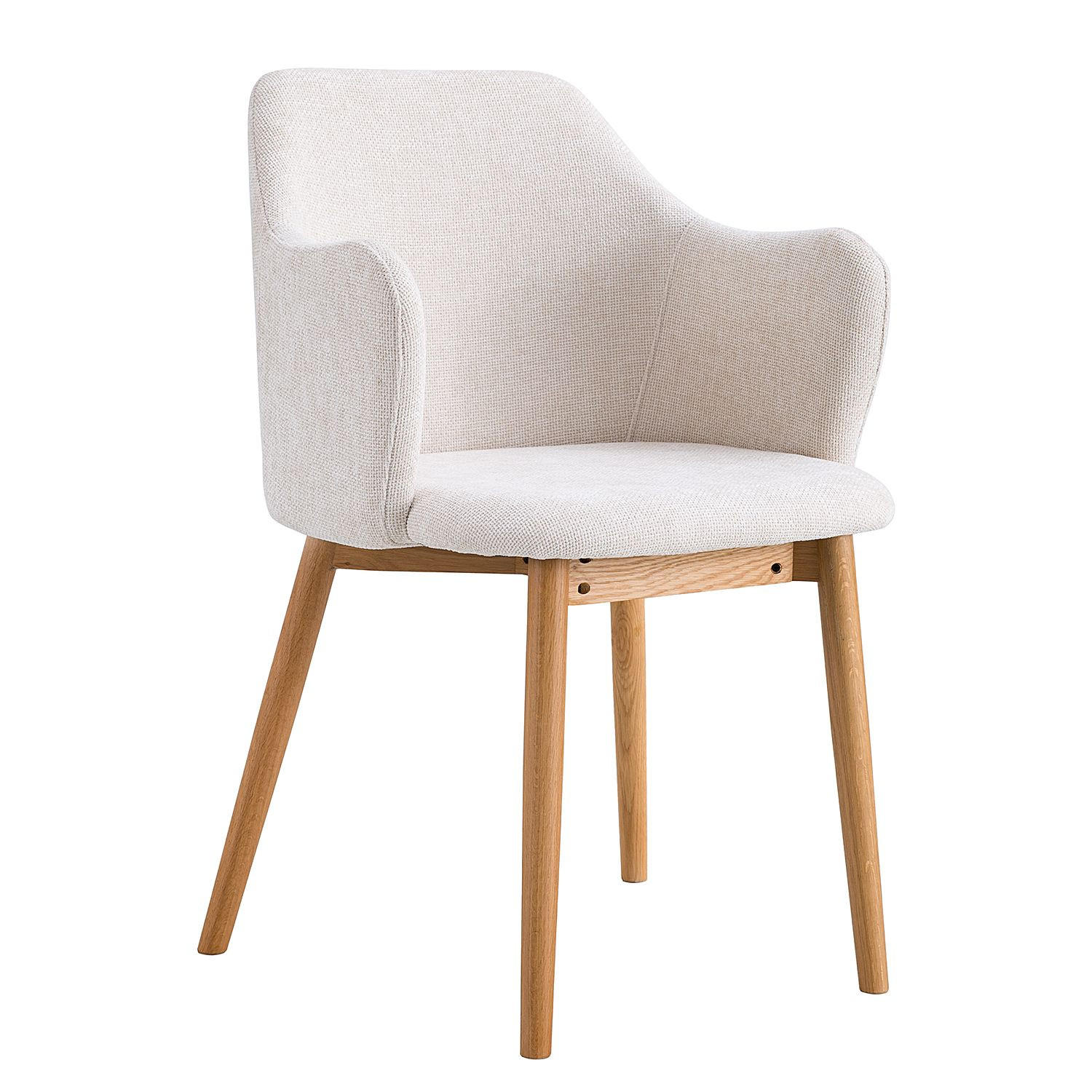 STOL MED ARMSTÖD vävt tyg  - beige/ekfärgad, Modern, trä/textil (55/82/57cm) - home24