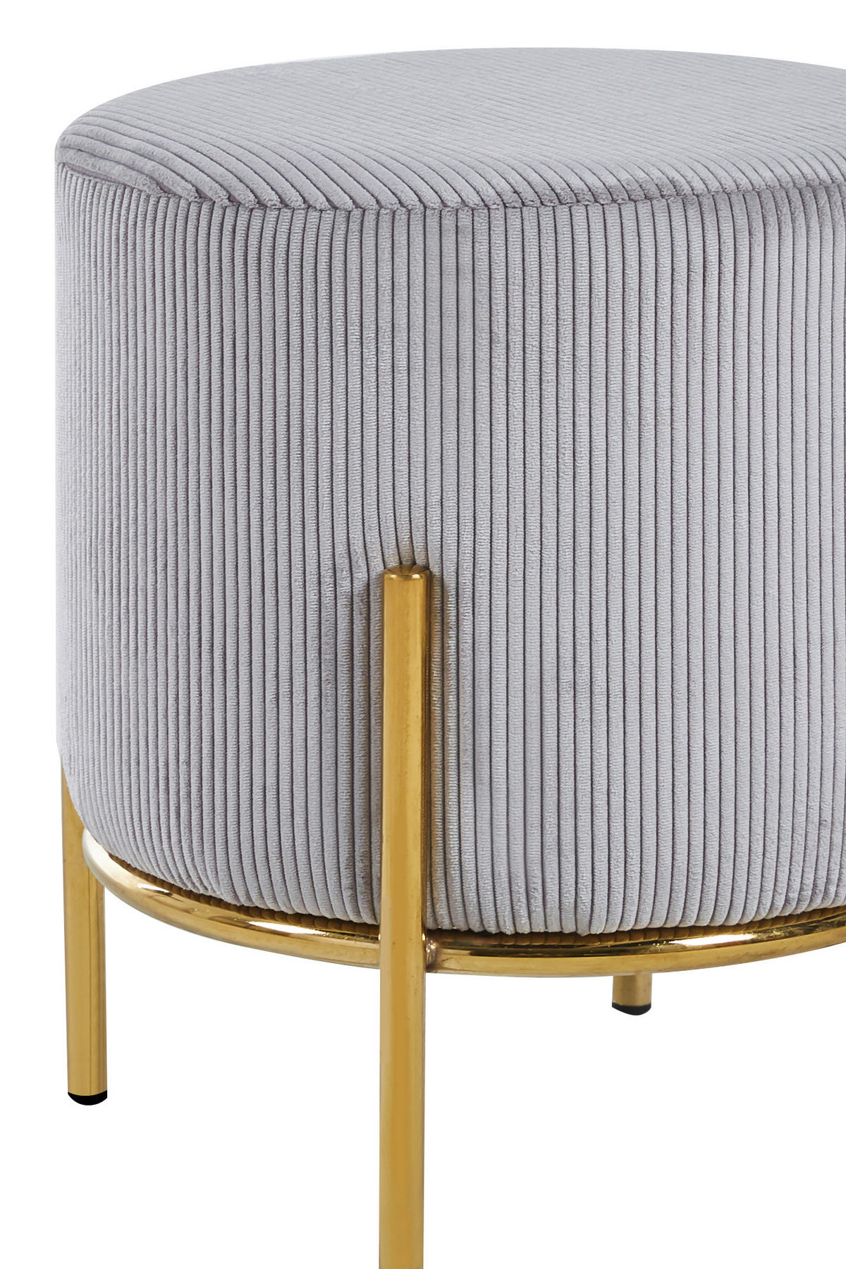 HOCKER Cord Goldfarben, Hellgrau  - Goldfarben/Hellgrau, MODERN, Textil/Metall (35/38/35cm) - Livetastic