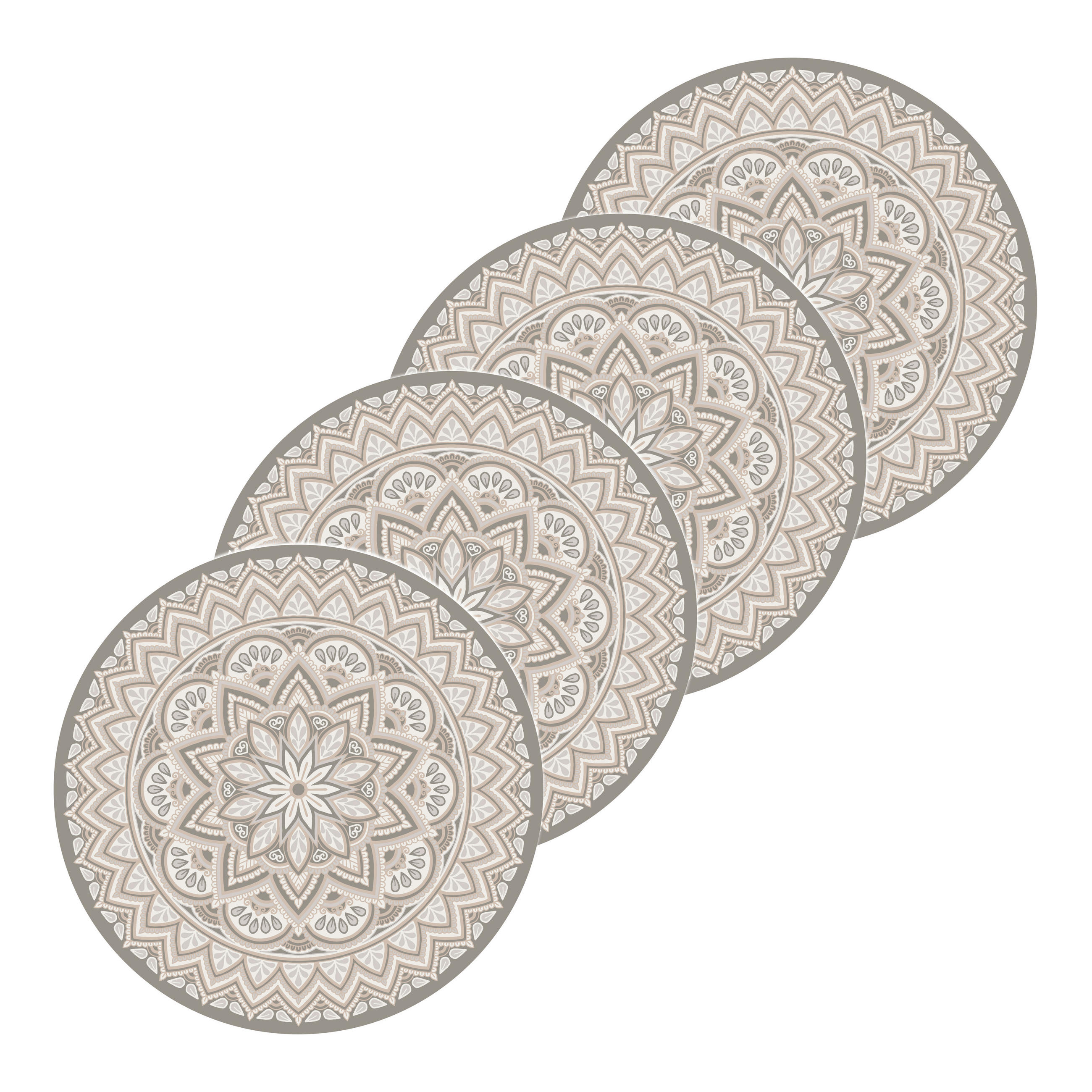 Glasuntersetzerset 4er Set Kunststoff Beige 11 cm - Beige, LIFESTYLE, Kunststoff (11cm)