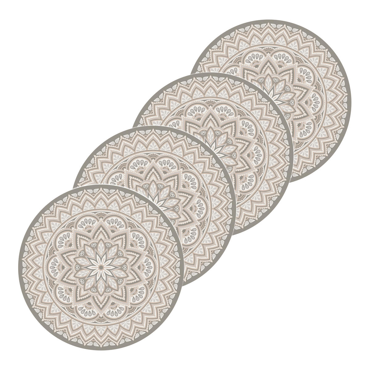 Glasuntersetzerset 4er Set Kunststoff Beige 11 cm  - Beige, LIFESTYLE, Kunststoff (11cm)