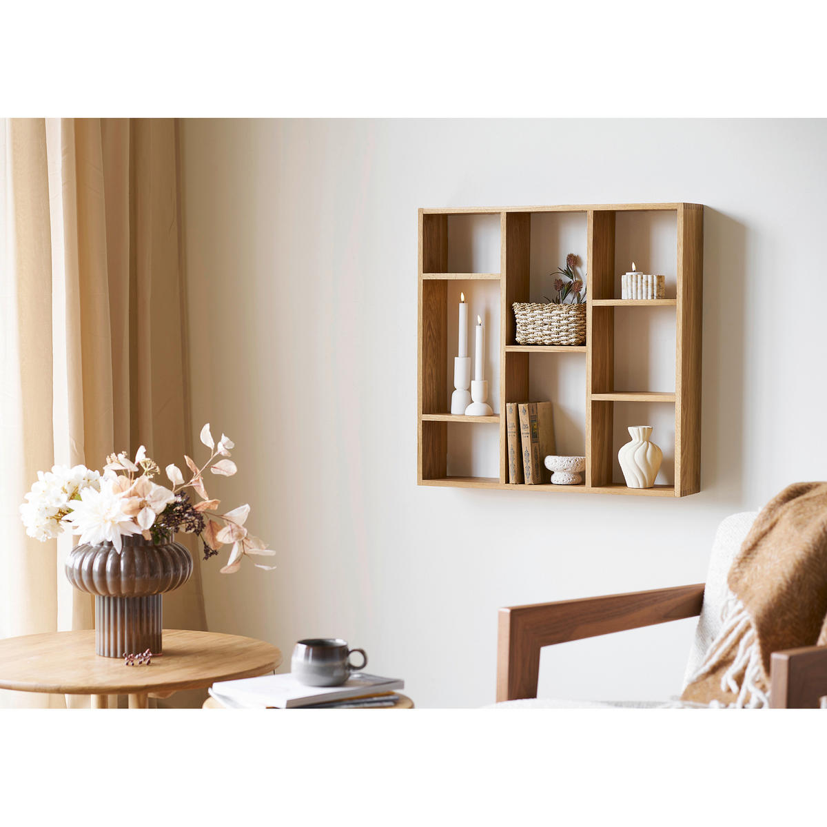 WANDREGAL  - Eichefarben, Basics, Holz (70/70/15cm)