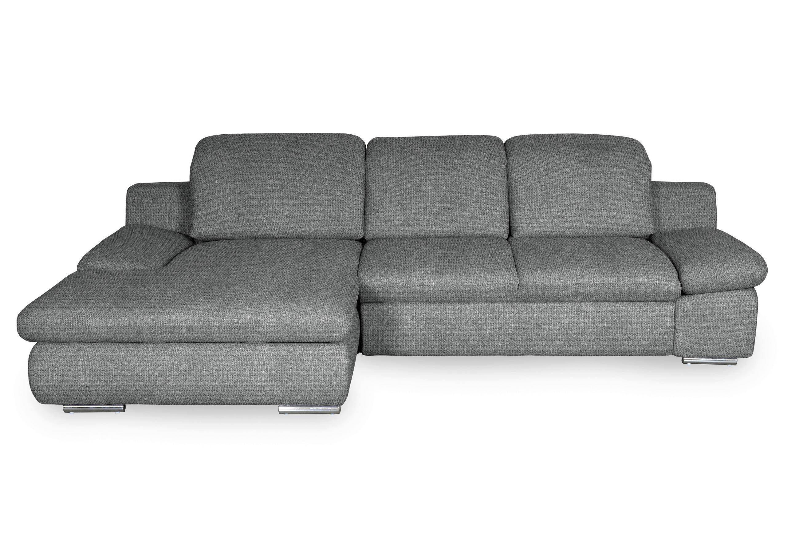 ECKSOFA Dunkelgrau Chenille - Chromfarben/Dunkelgrau, Design, Textil/Metall (165/286cm) - Livetastic