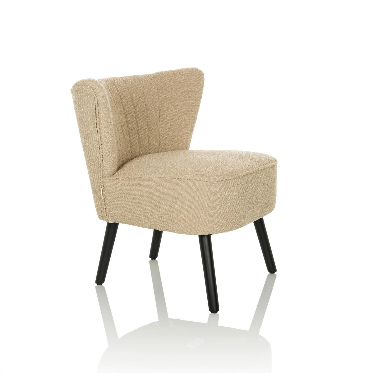 LOUNGESESSEL Bouclé Beige    - Beige/Schwarz, MODERN, Holz/Textil (72/77/65cm) - MID.YOU