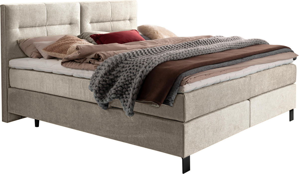 BOXSPRINGBETT 240/220 cm  in Beige  - Beige/Schwarz, KONVENTIONELL, Textil/Metall (240/220cm) - Esposa