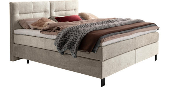 BOXSPRINGBETT 200/220 cm  in Beige  - Beige/Schwarz, KONVENTIONELL, Textil/Metall (200/220cm) - Esposa