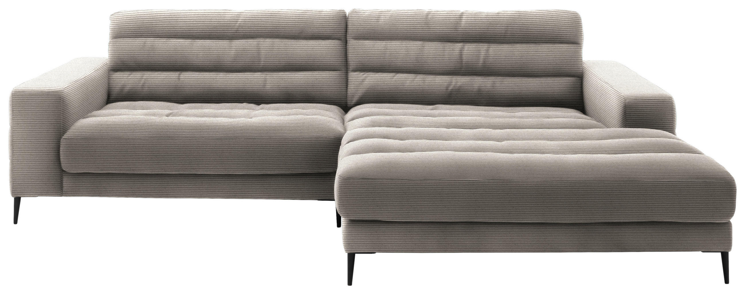ECKSOFA in Cord Sandfarben  296/207 cm  - Sandfarben/Schwarz, Design, Textil/Metall (296/207cm) - Dieter Knoll