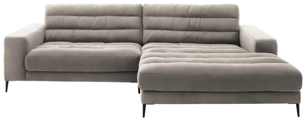 ECKSOFA in Cord Sandfarben  - Sandfarben/Schwarz, Design, Textil/Metall (296/207cm) - Dieter Knoll