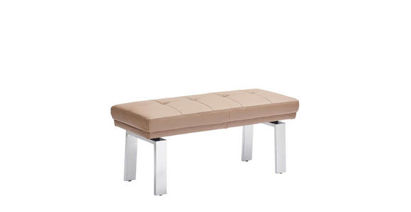 HOCKERBANK 113/51/48 cm - Schlammfarben/Alufarben, Design, Leder/Metall (113/51/48cm) - Moderano