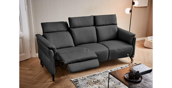 TRAPEZSOFA in Mikrofaser Dunkelgrau  - Dunkelgrau/Schwarz, KONVENTIONELL, Textil/Metall (221/103/95cm) - Dieter Knoll