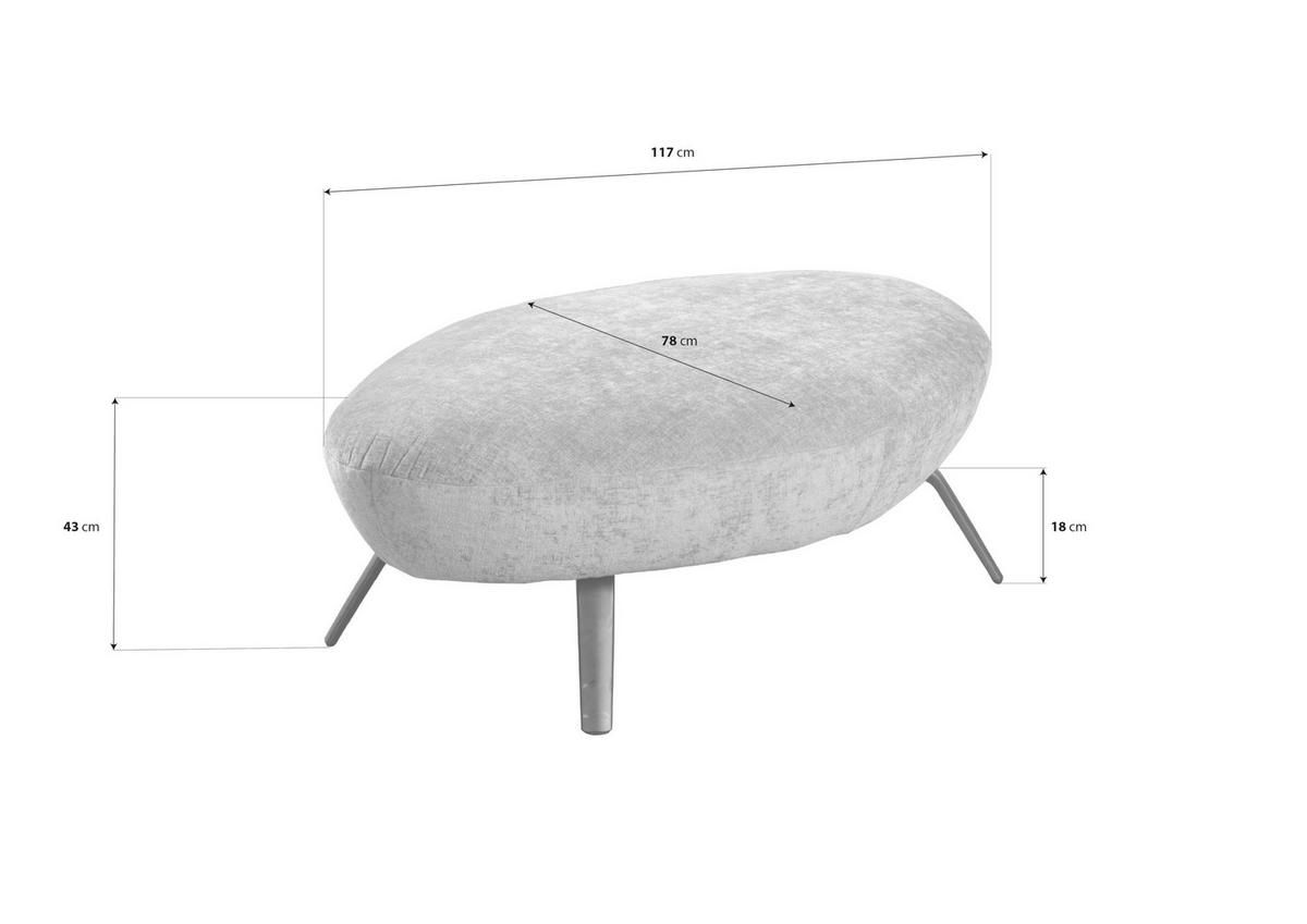 HOCKER Flachgewebe Anthrazit  - Anthrazit/Schwarz, Design, Textil/Metall (117/43/78cm) - Moderano