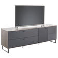 LOWBOARD  in 208/68/50 cm  - Eichefarben/Anthrazit, Design, Glas/Holz (208/68/50cm) - Novel