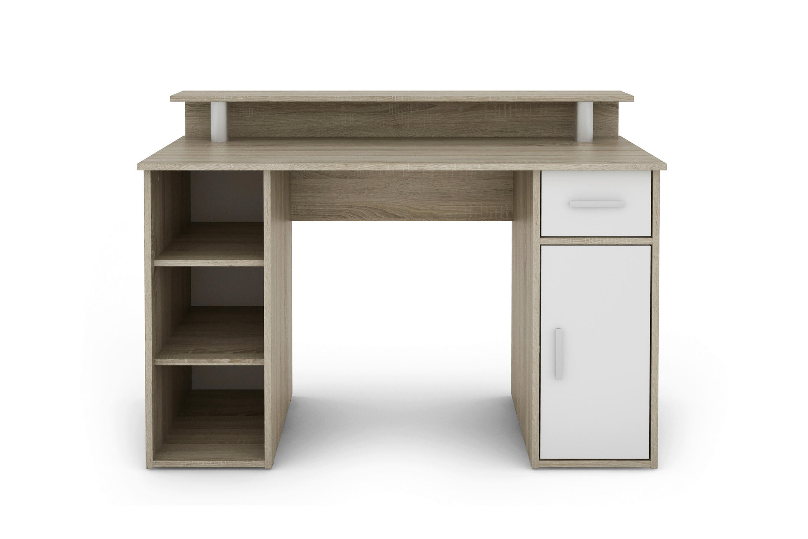 SCHREIBTISCH 120/55/88 cm  in Weiß, Sonoma Eiche  - Silberfarben/Weiß, LIFESTYLE, Holzwerkstoff/Kunststoff (120/55/88cm) - MID.YOU
