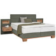 BOXSPRINGBETT 160/200 cm in Eichefarben, Dunkelgrün - Dunkelgrün/Eichefarben, Natur, Holz/Textil (160/200cm) - Valnatura