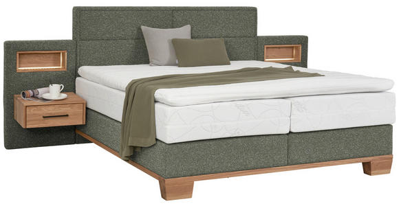 BOXSPRINGBETT 160/200 cm in Eichefarben, Dunkelgrün - Dunkelgrün/Eichefarben, Natur, Holz/Textil (160/200cm) - Valnatura
