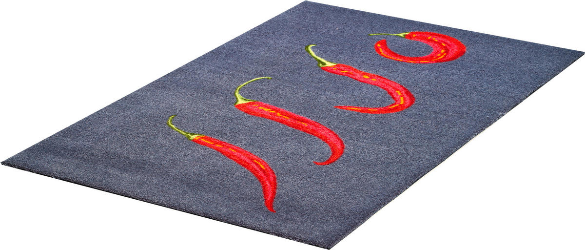 FUßMATTE 75/120 cm Hot Chili  - Hellrot/Grau, Trend, Kunststoff/Textil (75/120cm) - Grund