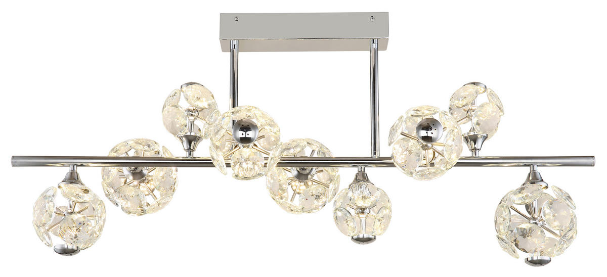 STROPNA LED-SVETILKA  VIRINA //3000 K/230 V/ - barve kroma/prozorno, Konvencionalno, kovina/steklo (101/34,5/45cm) - Globo