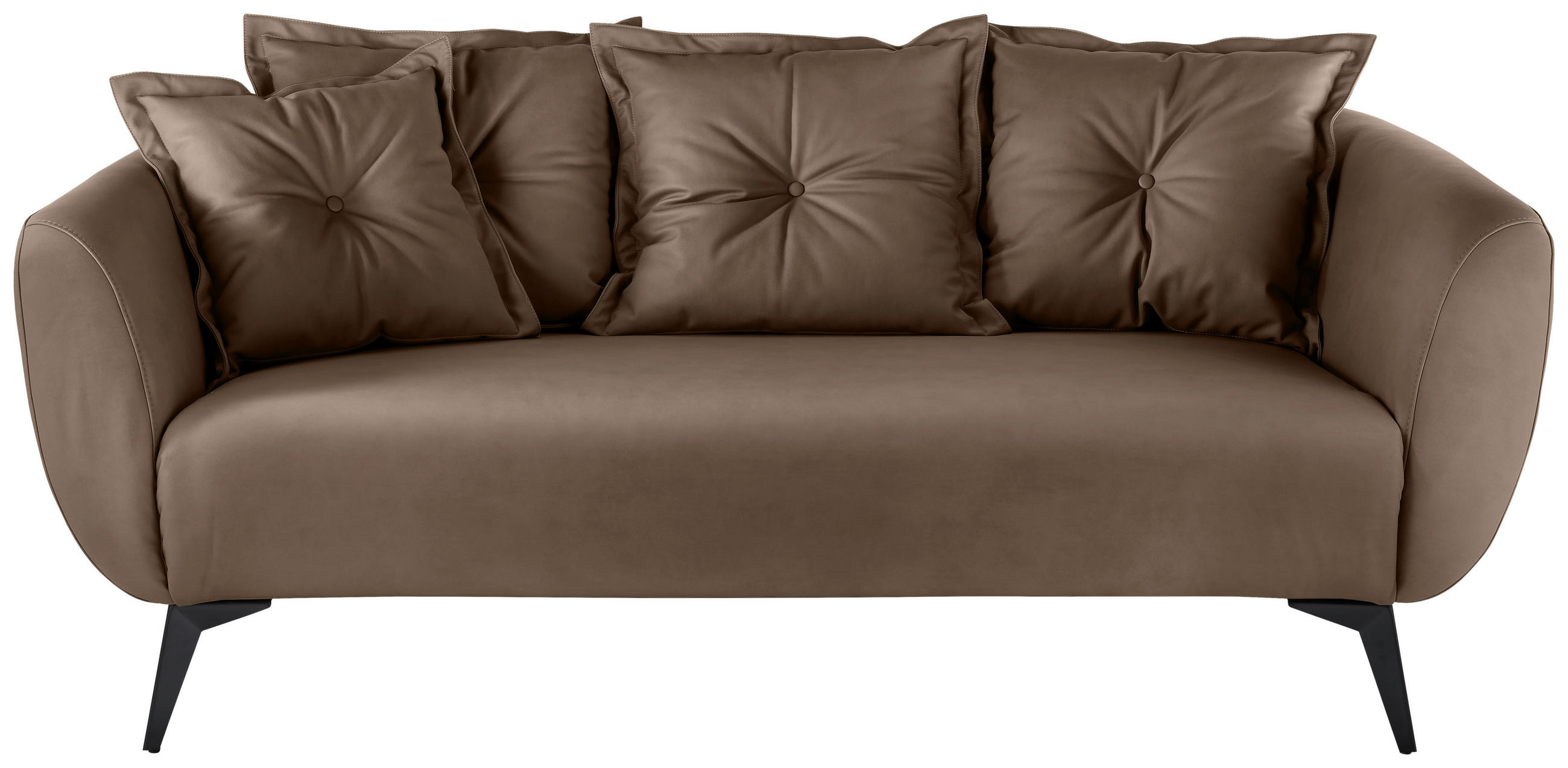 2,5-SITZER Lederlook Braun  - Schwarz/Braun, MODERN, Textil/Metall (196/94/103cm) - Livetastic