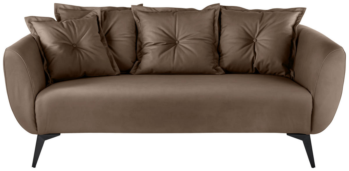 2,5-SITZER Lederlook Braun  - Schwarz/Braun, MODERN, Textil/Metall (196/94/103cm) - Livetastic