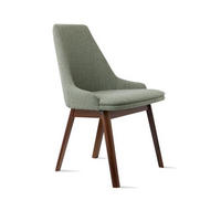 STOL  läderutbud, tygutbud   grön, valnötsfärgad  - grön/valnötsfärgad, Design, trä/textil (56/85/58cm) - Skovby