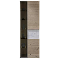 VITRINE Weiss, Wildeiche  64/194/42,6 cm  - Wildeiche/Weiss, Natur, Glas/Holz (64/194/42,6cm) - Voglauer