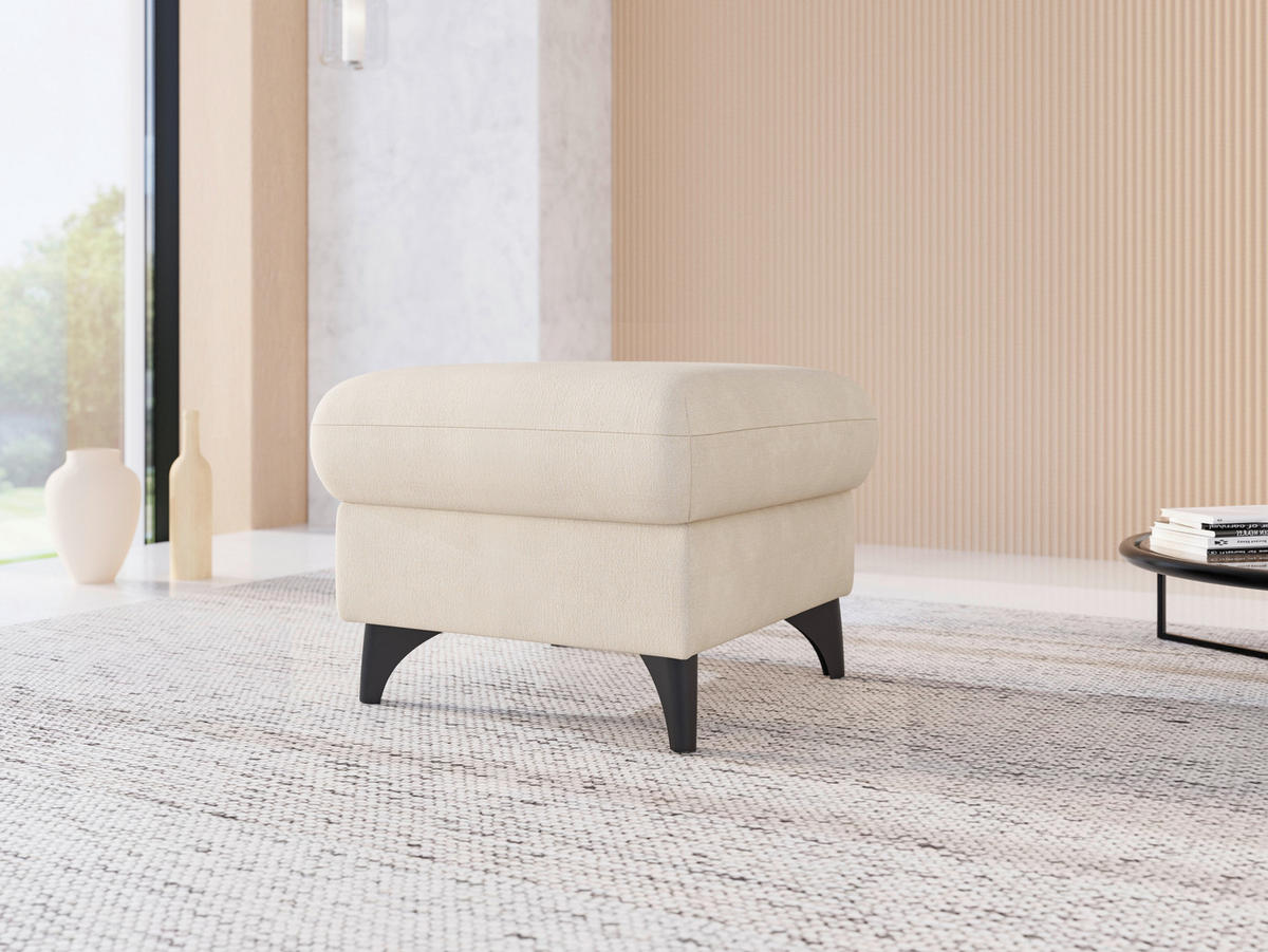 HOCKER in Textil Sandfarben  - Sandfarben/Schwarz, KONVENTIONELL, Textil/Metall (58/48/58cm) - Sit & More