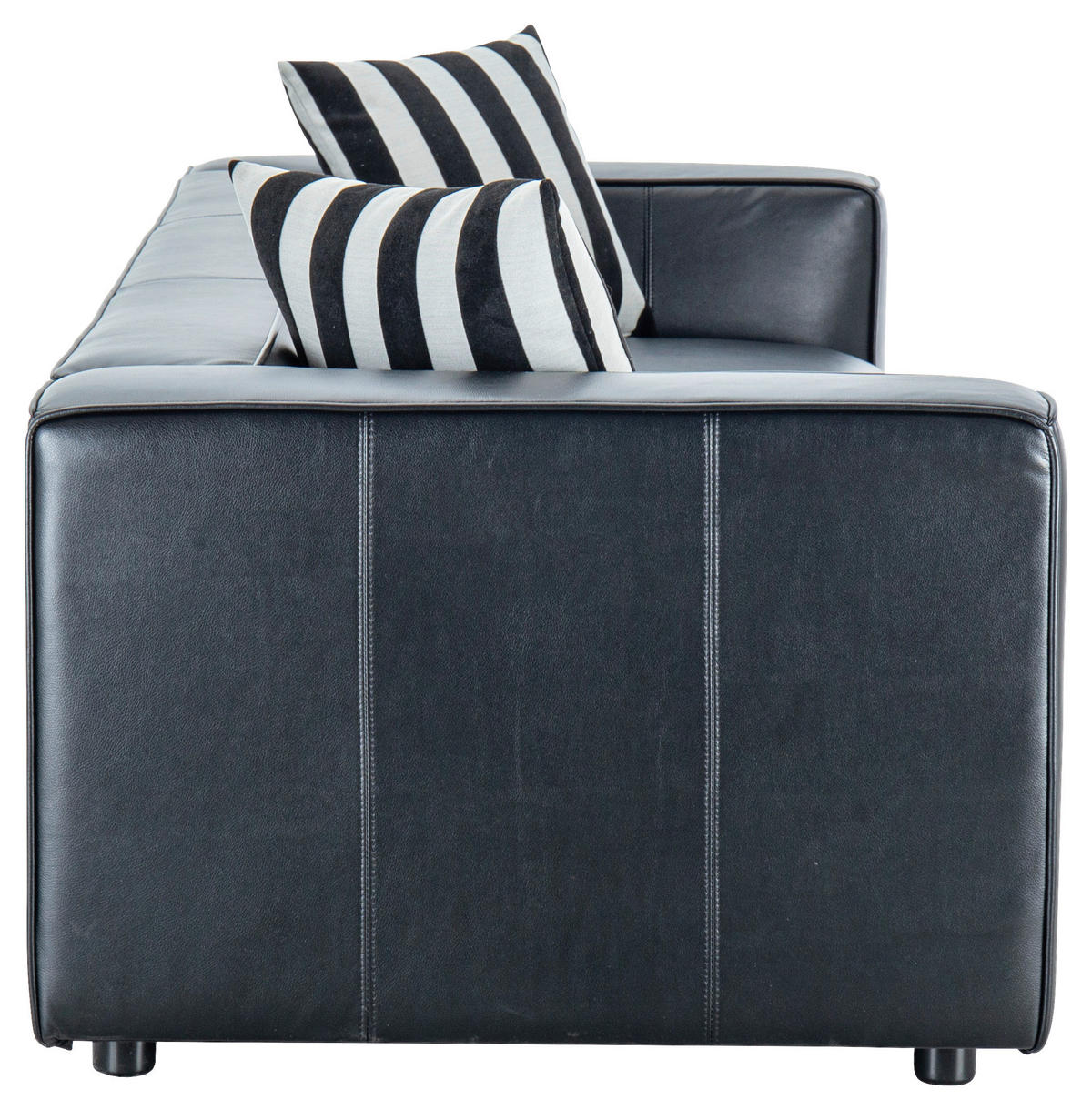 3-SITZER-SOFA LOTTA Lederlook Schwarz  - Schwarz/Weiß, Design, Kunststoff/Textil (232/66/95cm) - Livetastic