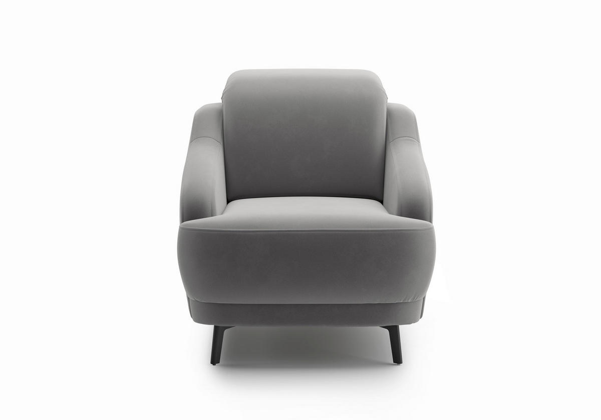 SESSEL in Samt Grau  - Schwarz/Grau, MODERN, Textil/Metall (87/93/104cm) - Sit & More