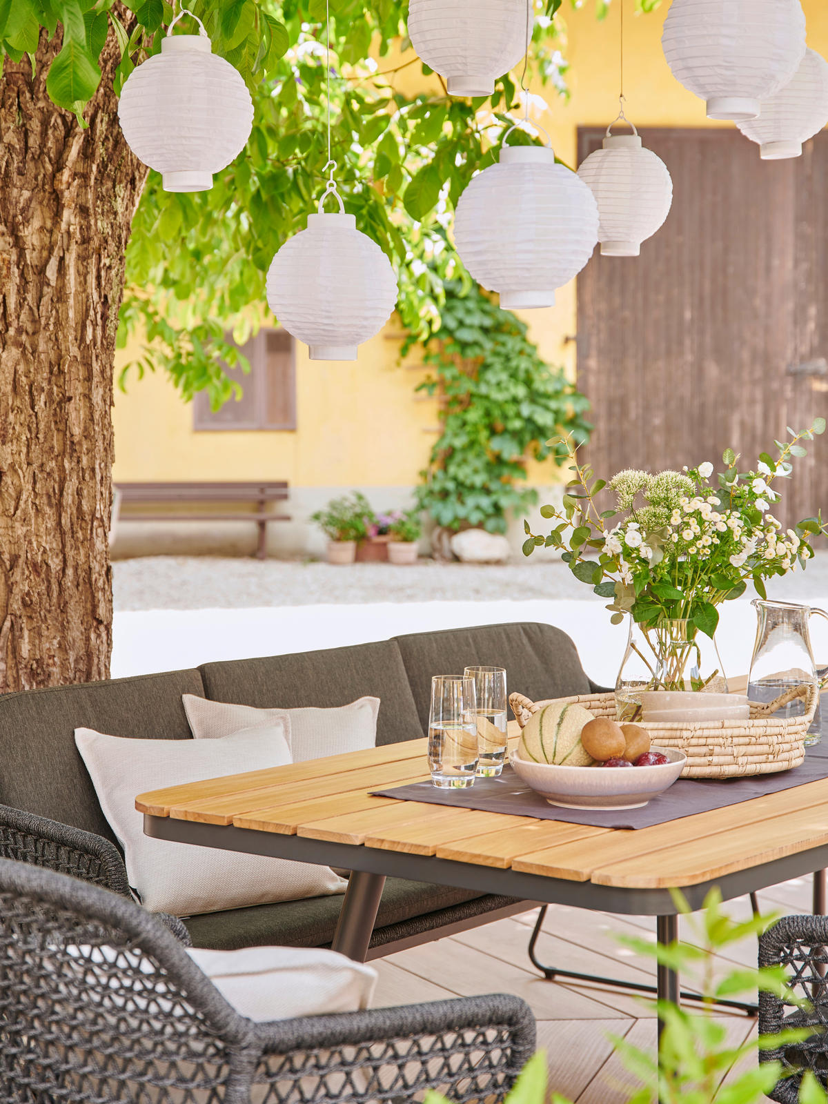 GARTENTISCH Holz Teakfarben, Anthrazit rechteckig  - Anthrazit/Teakfarben, Design, Holz/Metall (220/95/76cm)