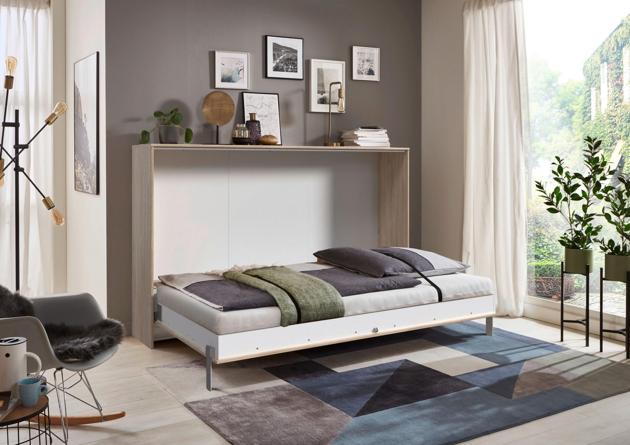 Schrankbett mit Lattenrost 120x200 Juist Eiche Dekor