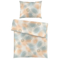 POSTELJNINA 140/200 cm mako saten bež, pastelno modra, marelica  - pastelno modra/marelica, Konvencionalno, tekstil (140/200cm) - Fleuresse