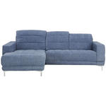ECKSOFA in Webstoff Blau  187/260 cm  - Chromfarben/Blau, Design, Textil/Metall (187/260cm) - Xora