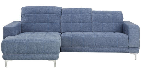 ECKSOFA  in Webstoff Blau  187/260 cm  - Chromfarben/Blau, Design, Textil/Metall (187/260cm) - Xora