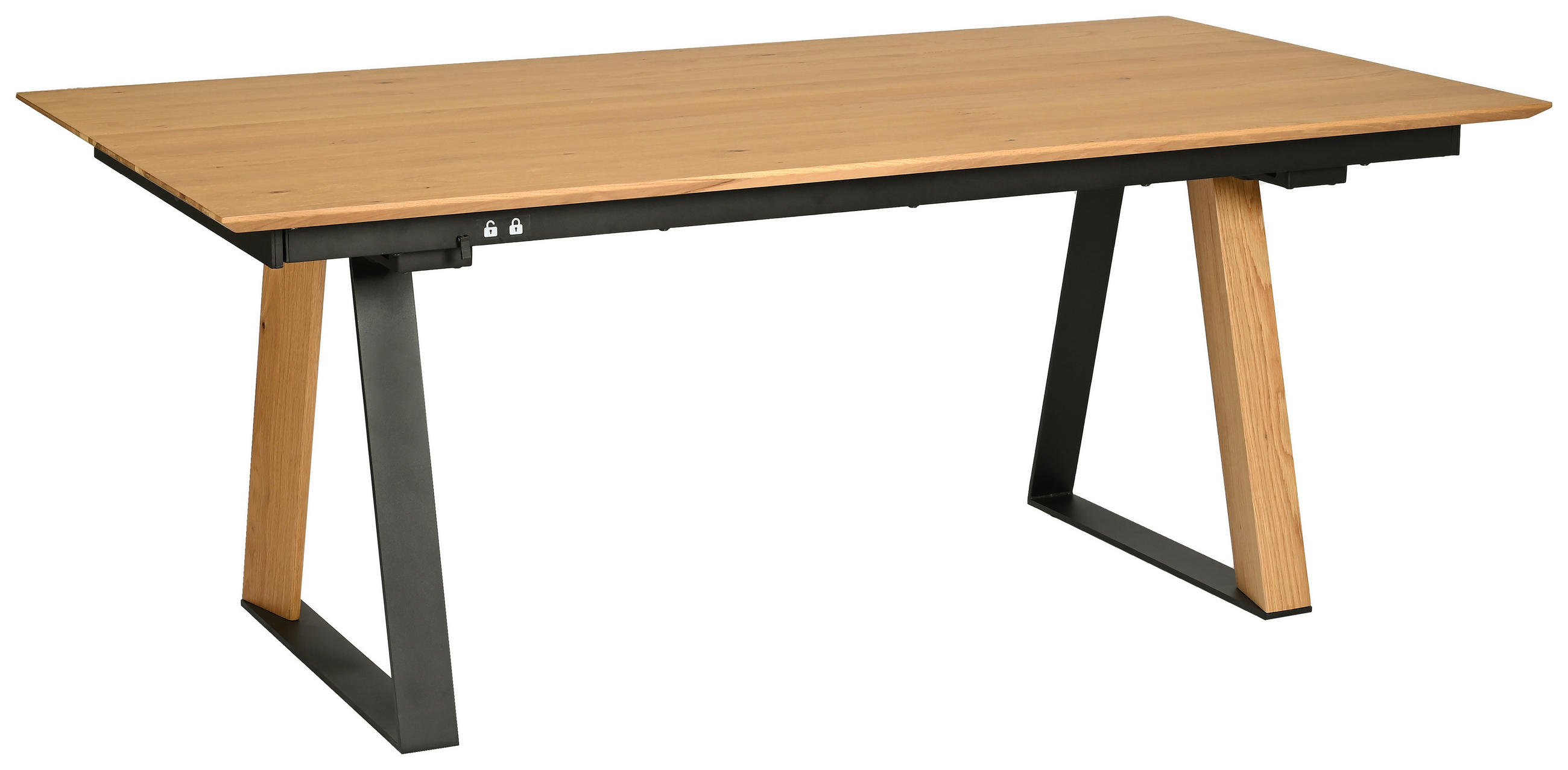 ESSTISCH in Holz, Metall, Holzwerkstoff 190-250/100/76 cm  - Eichefarben/Schwarz, Design, Holz/Holzwerkstoff (190-250/100/76cm) - Dieter Knoll