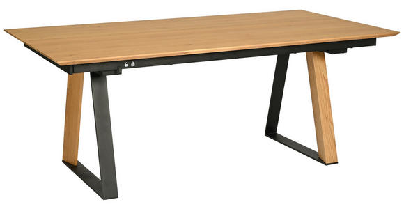 ESSTISCH Schwarz, Eichefarben rechteckig ausziehbar - Eichefarben/Schwarz, Design, Holz/Holzwerkstoff (190-250/100/76cm) - Dieter Knoll