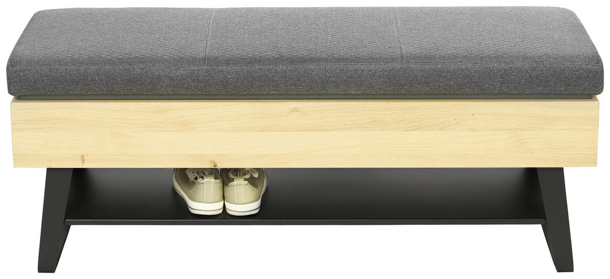 GARDEROBENBANK 118/49/41 cm  - Eichefarben/Anthrazit, Design, Holz/Textil (118/49/41cm) - Valnatura