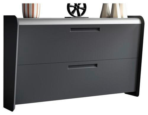 SCHUHSCHRANK Anthrazit, Alufarben - Anthrazit/Alufarben, Design, Holzwerkstoff/Metall (145/90/36cm) - Dieter Knoll