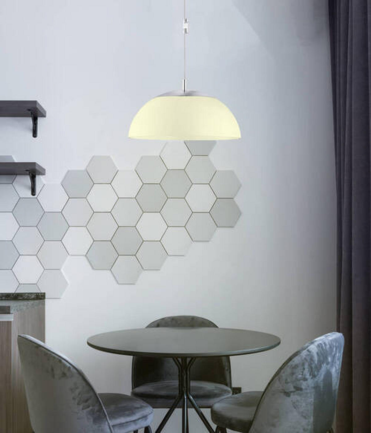 HÄNGELEUCHTE 45/170 cm  - Chromfarben/Weiß, Basics, Glas/Kunststoff (45/170cm) - Globo
