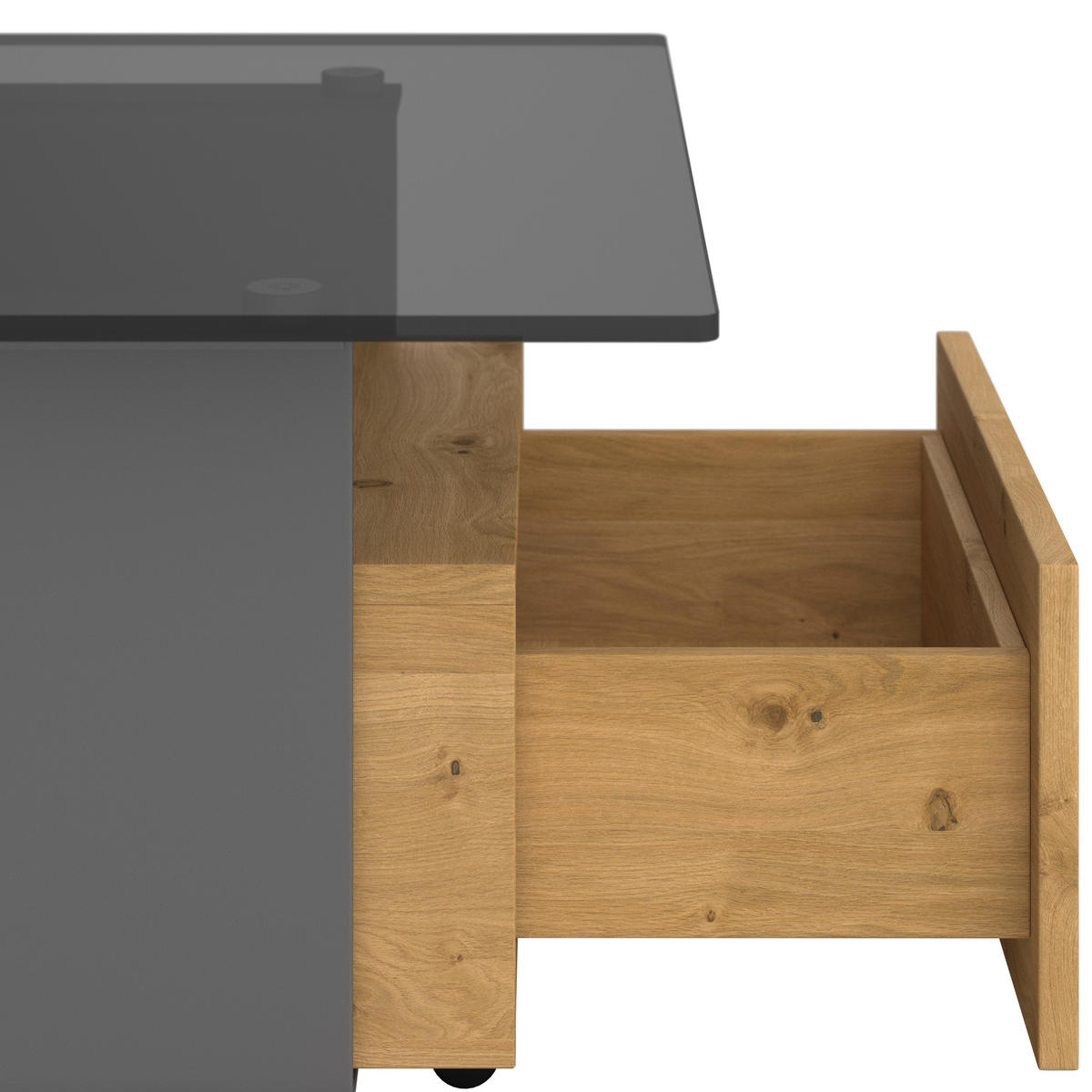 COUCHTISCH in Holz, Metall, Glas 80/80/43 cm  - Eichefarben/Anthrazit, Natur, Glas/Holz (80/80/43cm) - Voglauer