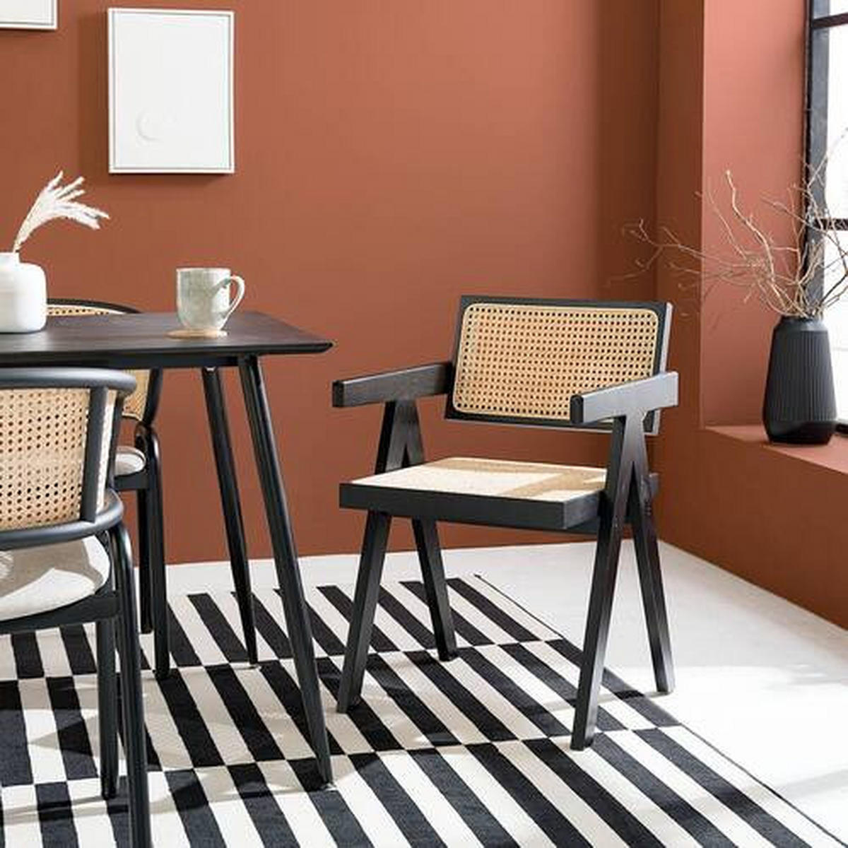 STOL MED ARMSTÖD  - svart/naturfärgad, Lifestyle, trä (51/78/53cm) - home24