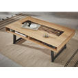 COUCHTISCH Kerneiche vollmassiv ESG 125/75/43 cm rechteckig Anthrazit, Eichefarben  - Eichefarben/Anthrazit, Natur, Glas/Holz (125/75/43cm) - Valnatura