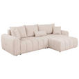 ECKSOFA in Velours Creme  - Creme/Schwarz, KONVENTIONELL, Kunststoff/Textil (298/168cm) - Carryhome